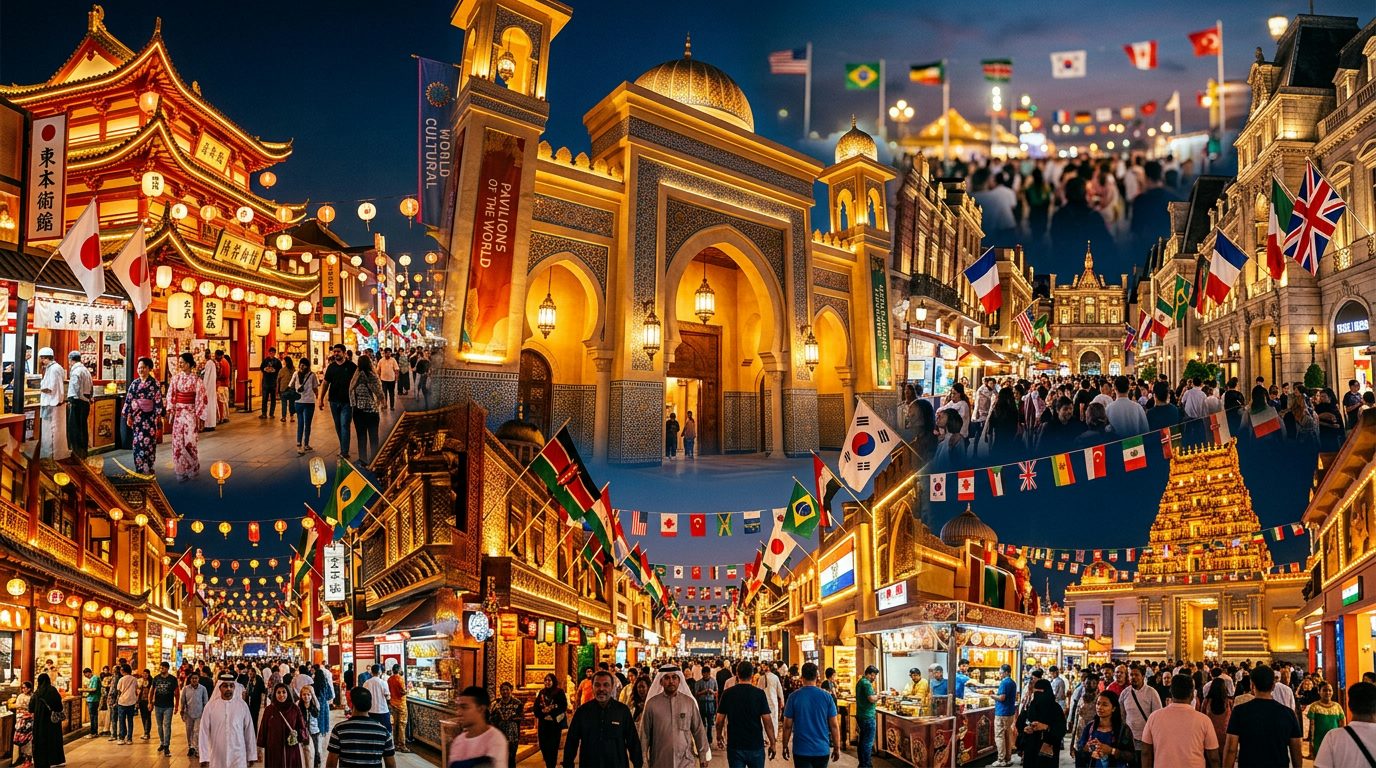 Pavilions from around the world at the Global Village festival